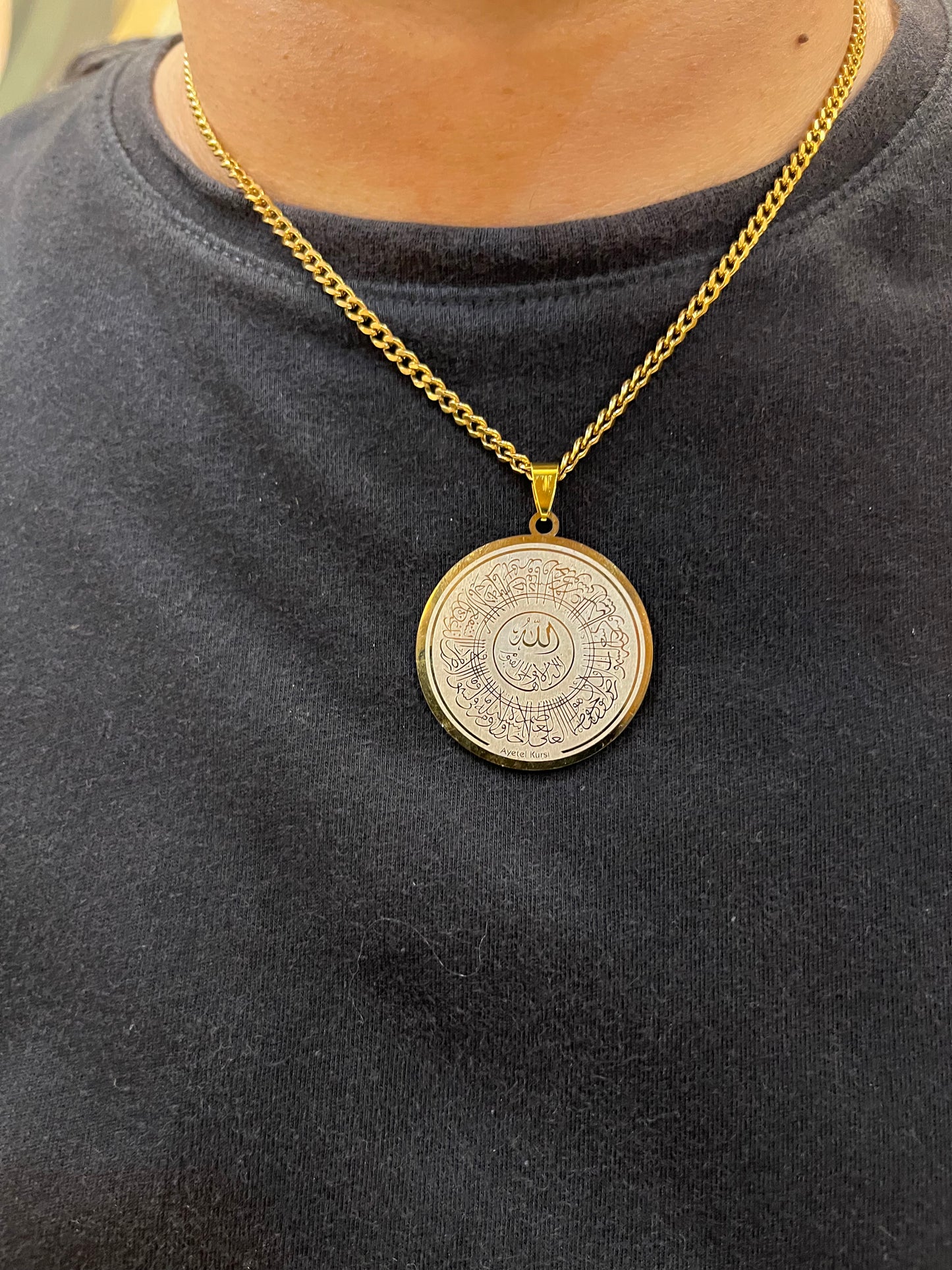 Ayatul Kursi & Hasbiyallahu Wa Nimal Wakeel Necklace Stainless Steel Quran Pendant