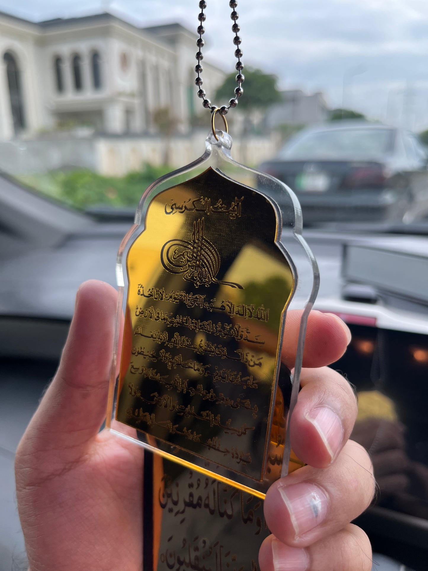 Masjid Shape Ayatal kursi and Safar ki dua Car Hanging