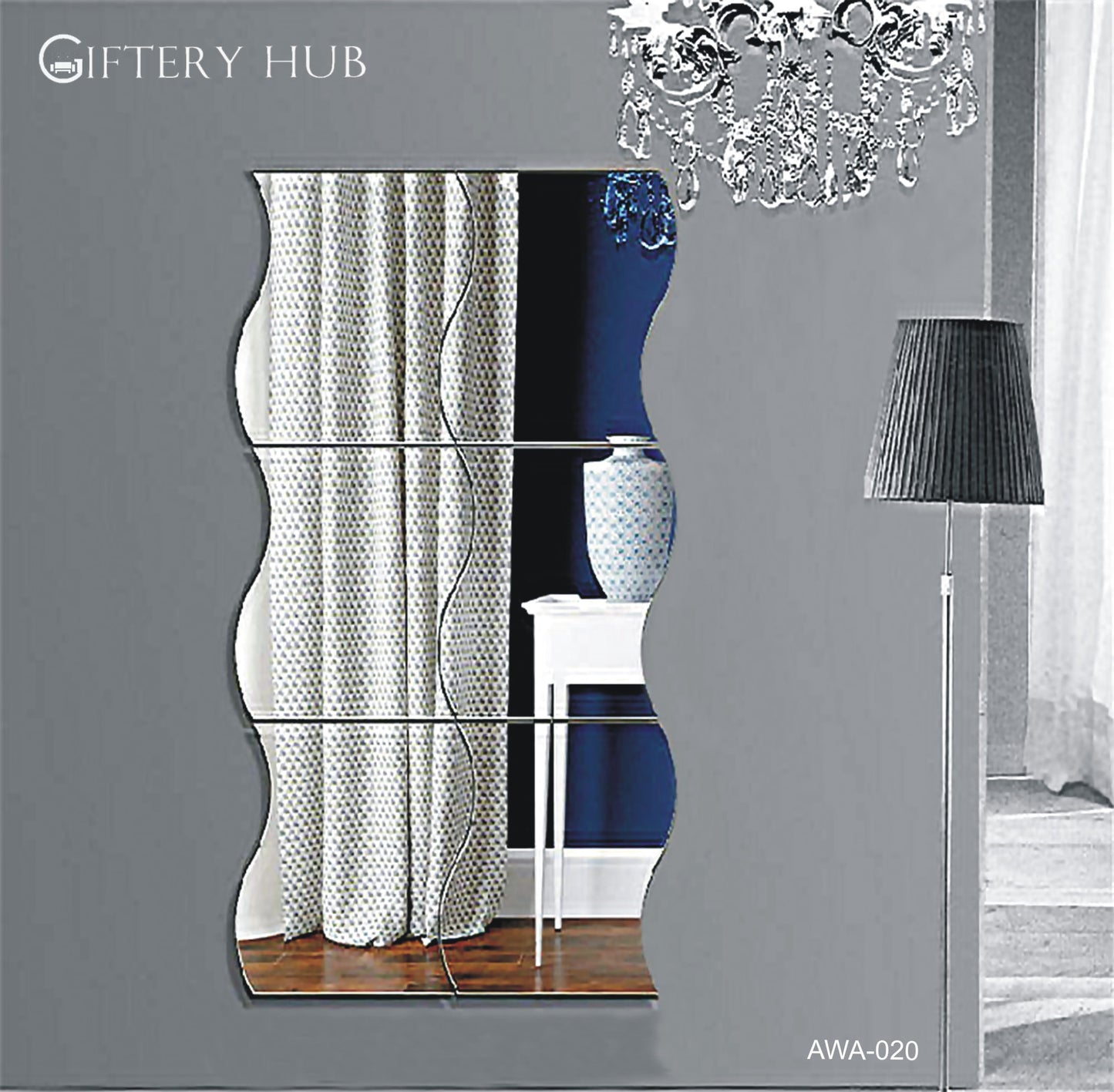 6 pcs Silver Acrlyic Mirror for home and office decoration - AWA-020