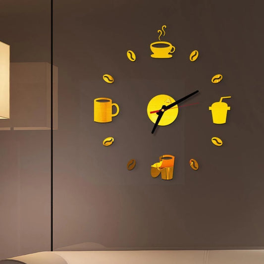3D Acrylic Cup and Coffee DIY Wall Clock  - EC - 144