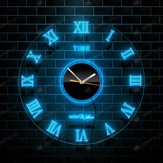 ACRYLIC MODERN NEON WALL CLOCK WITH NEON LED BACKLIGHT - NLA-088