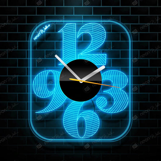 ACRYLIC MODERN NEON WALL CLOCK WITH NEON LED BACKLIGHT - NLA-094