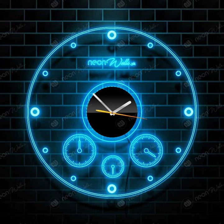 ACRYLIC MODERN NEON WALL CLOCK WITH NEON LED BACKLIGHT - NLA-091