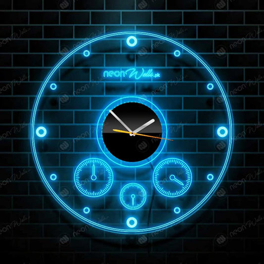 ACRYLIC MODERN NEON WALL CLOCK WITH NEON LED BACKLIGHT - NLA-091
