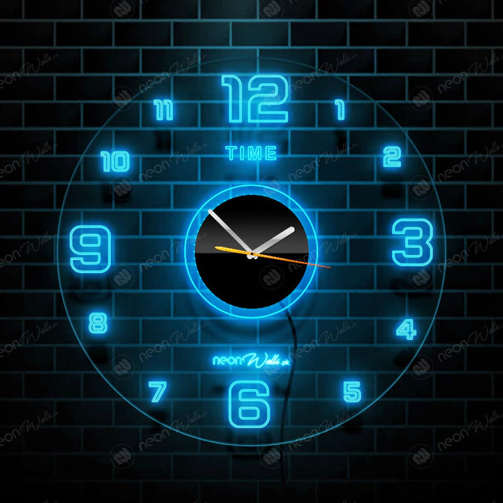 ACRYLIC MODERN NEON WALL CLOCK WITH NEON LED BACKLIGHT - NLA-087
