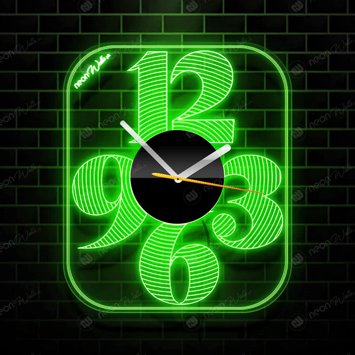 ACRYLIC MODERN NEON WALL CLOCK WITH NEON LED BACKLIGHT - NLA-094