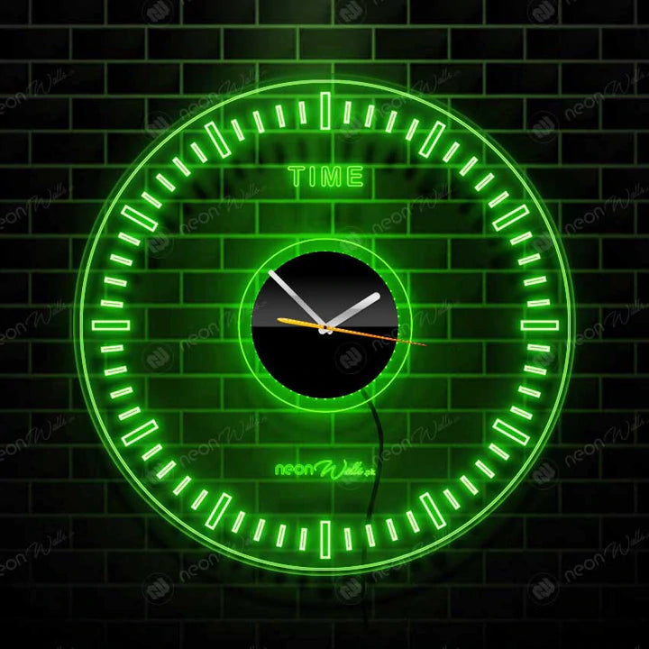 ACRYLIC MODERN NEON WALL CLOCK WITH NEON LED BACKLIGHT - NLA-090