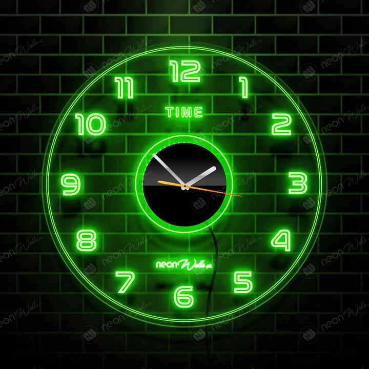 ACRYLIC MODERN NEON WALL CLOCK WITH NEON LED BACKLIGHT - NLA-086