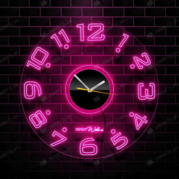ACRYLIC MODERN NEON WALL CLOCK WITH NEON LED BACKLIGHT - NLA-089