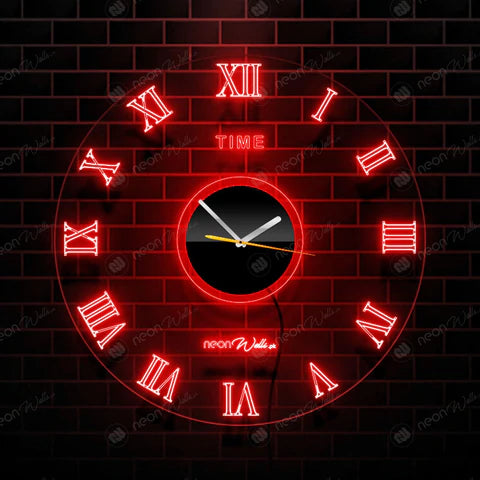 ACRYLIC MODERN NEON WALL CLOCK WITH NEON LED BACKLIGHT - NLA-088