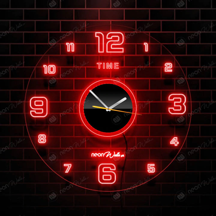ACRYLIC MODERN NEON WALL CLOCK WITH NEON LED BACKLIGHT - NLA-087