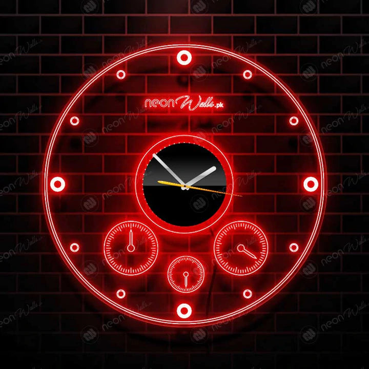 ACRYLIC MODERN NEON WALL CLOCK WITH NEON LED BACKLIGHT - NLA-091