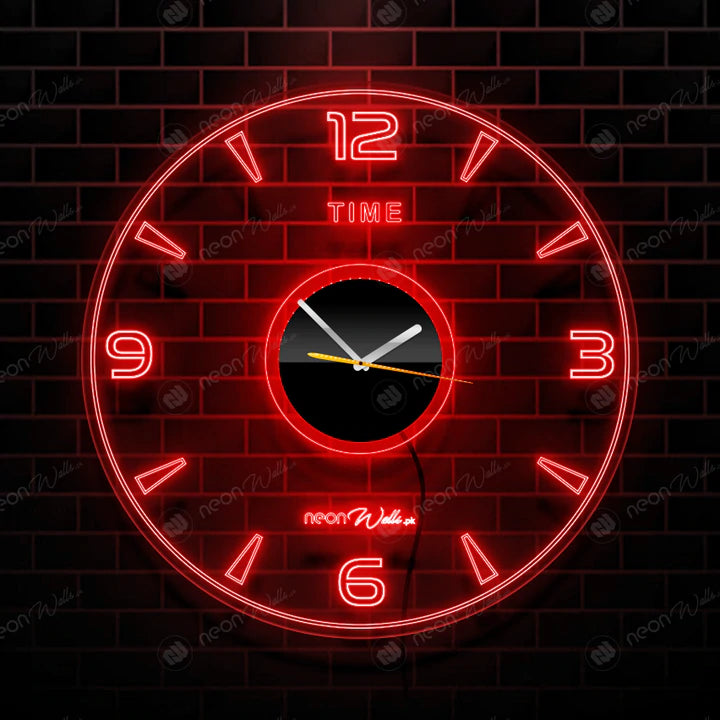 ACRYLIC MODERN NEON WALL CLOCK WITH NEON LED BACKLIGHT - NLA-085
