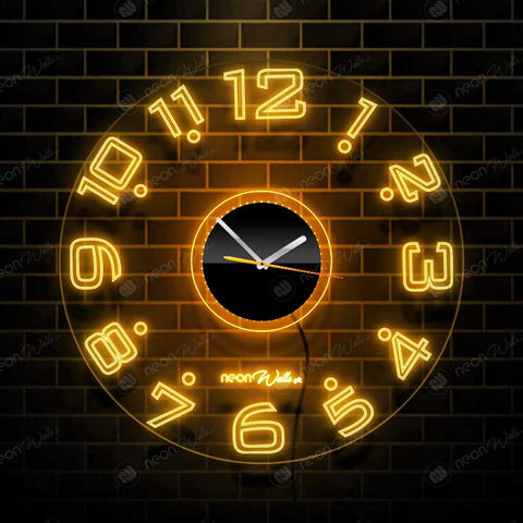 ACRYLIC MODERN NEON WALL CLOCK WITH NEON LED BACKLIGHT - NLA-089