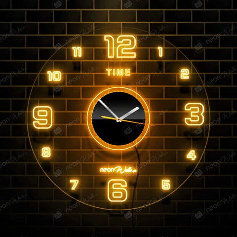 ACRYLIC MODERN NEON WALL CLOCK WITH NEON LED BACKLIGHT - NLA-087