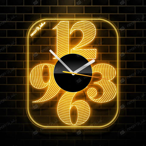 ACRYLIC MODERN NEON WALL CLOCK WITH NEON LED BACKLIGHT - NLA-094
