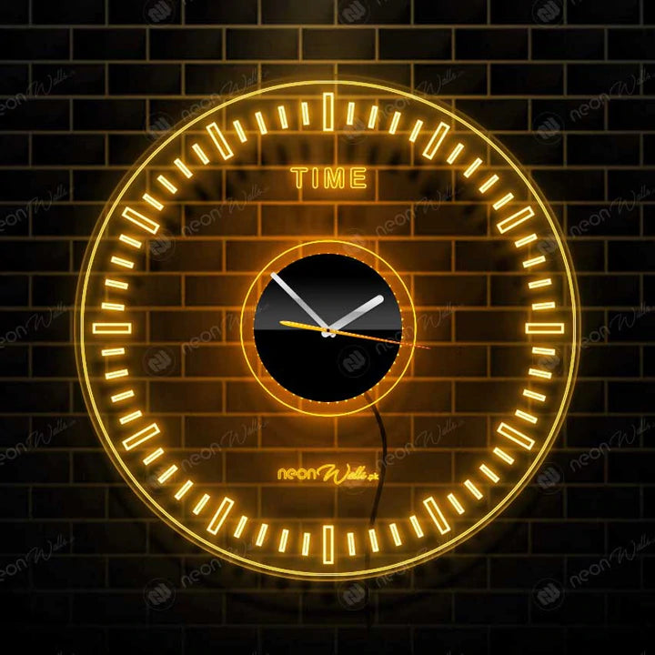 ACRYLIC MODERN NEON WALL CLOCK WITH NEON LED BACKLIGHT - NLA-090