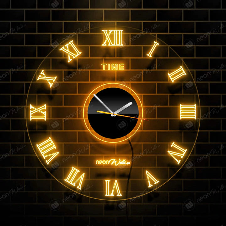 ACRYLIC MODERN NEON WALL CLOCK WITH NEON LED BACKLIGHT - NLA-088