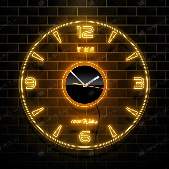 ACRYLIC MODERN NEON WALL CLOCK WITH NEON LED BACKLIGHT - NLA-085