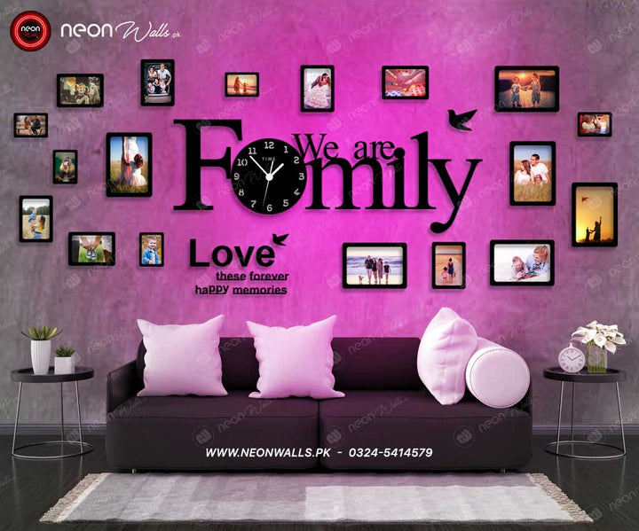 BIG FAMILY FRAMES CLOCK WITH NEON LIGHT - NLA-084