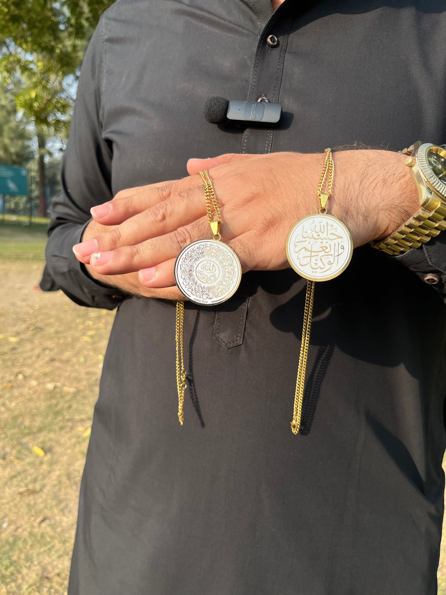 Ayatul Kursi & Hasbiyallahu Wa Nimal Wakeel Necklace Stainless Steel Quran Pendant