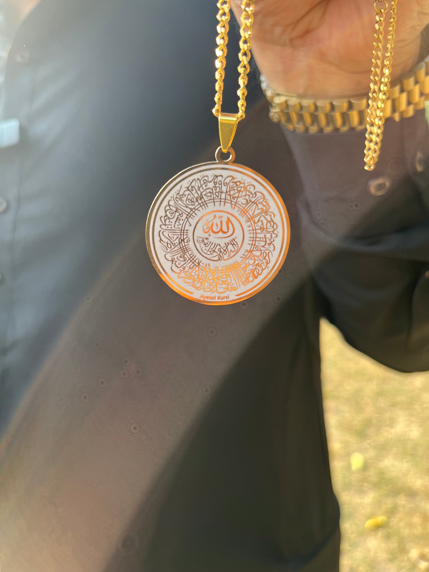 Ayatul Kursi & Hasbiyallahu Wa Nimal Wakeel Necklace Stainless Steel Quran Pendant