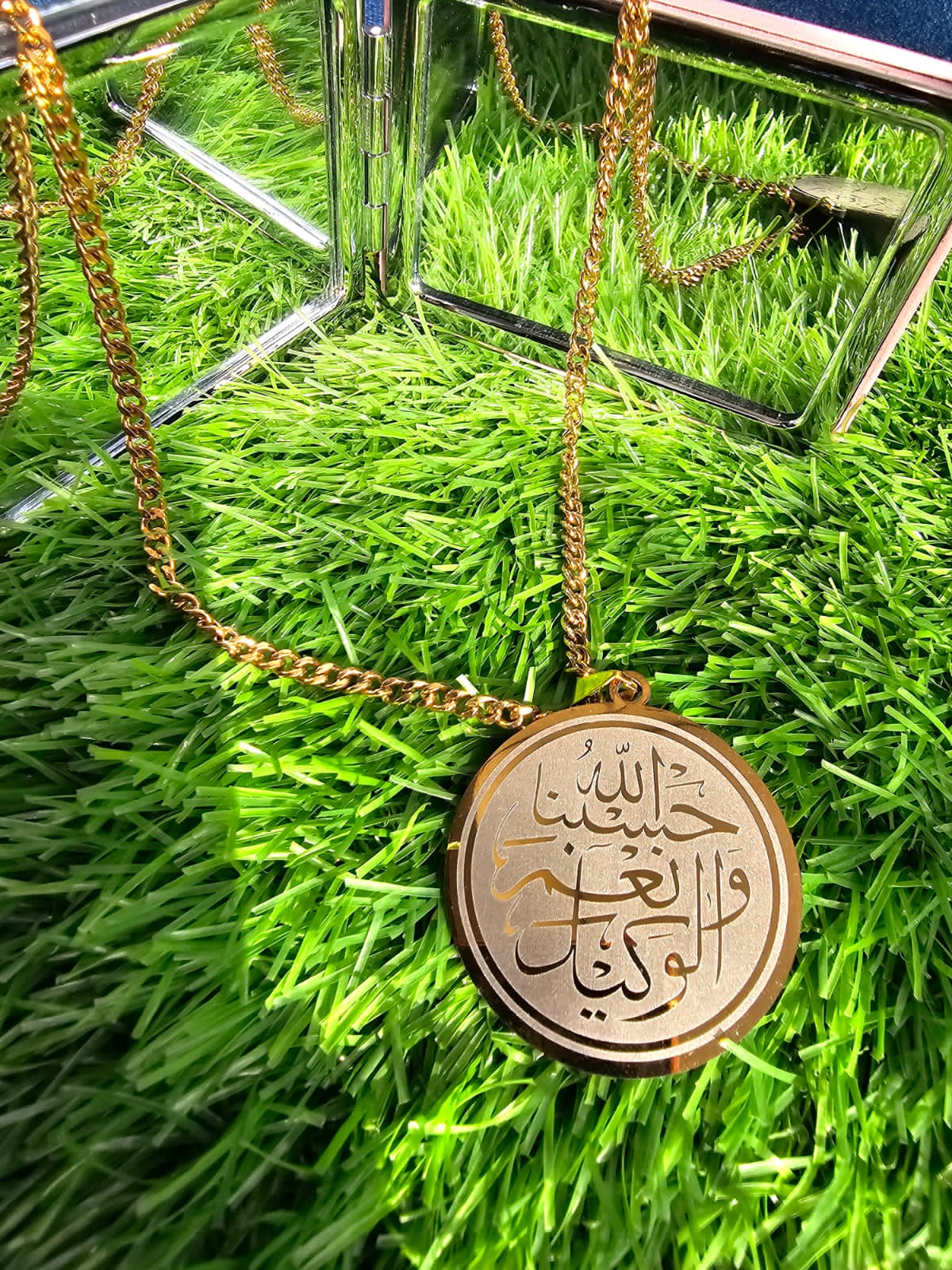 Ayatul Kursi & Hasbiyallahu Wa Nimal Wakeel Necklace Stainless Steel Quran Pendant