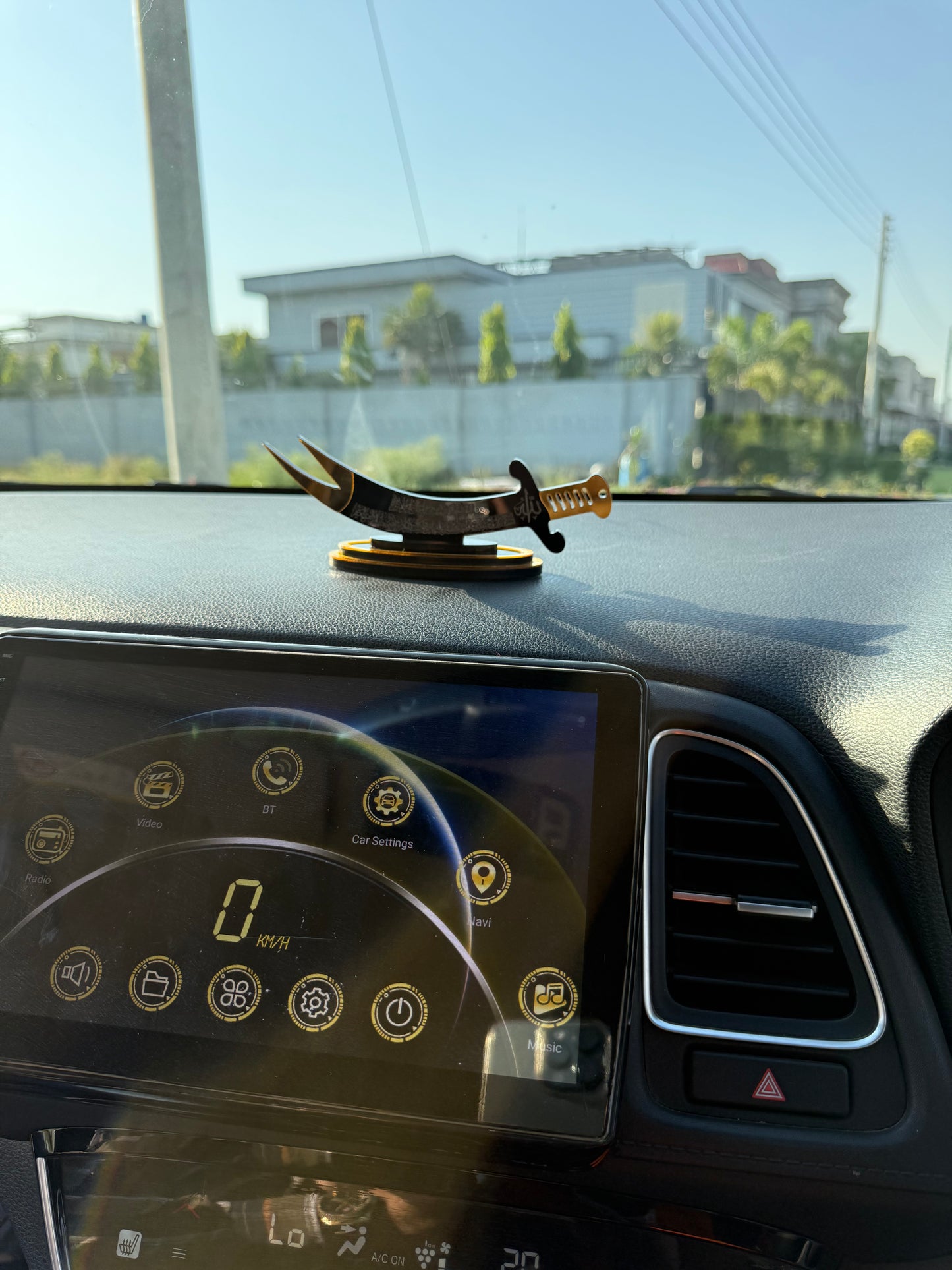 Zulifqar shape Car Dashboard Stand with Ayat ul Kursi & Safar ki Dua