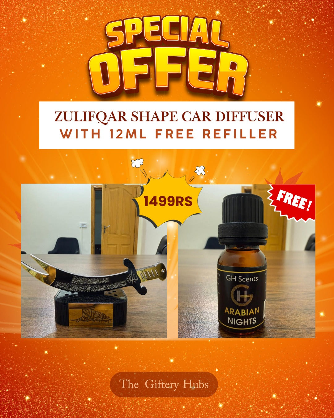 Luxury Zulfiqar Decorative Car Scent Diffuser with FREE Refiller
