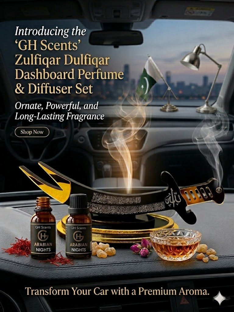 Luxury Zulfiqarstand for  Car & Office Refillable Wood diffuser with 10ml Dropper