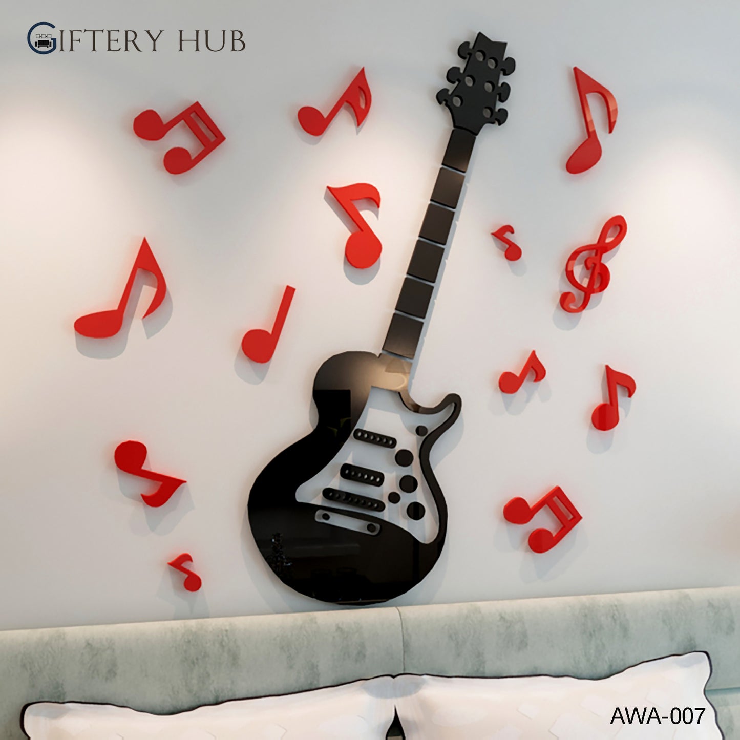 Acrylic Red and Black Guitar For Home Decor - AWA-007