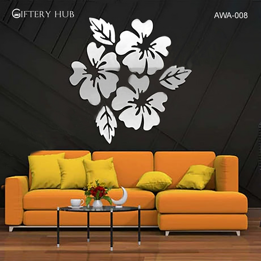 Acrylic Flower and Petals Mirror Wall Decor For Home and Office - AWA-008