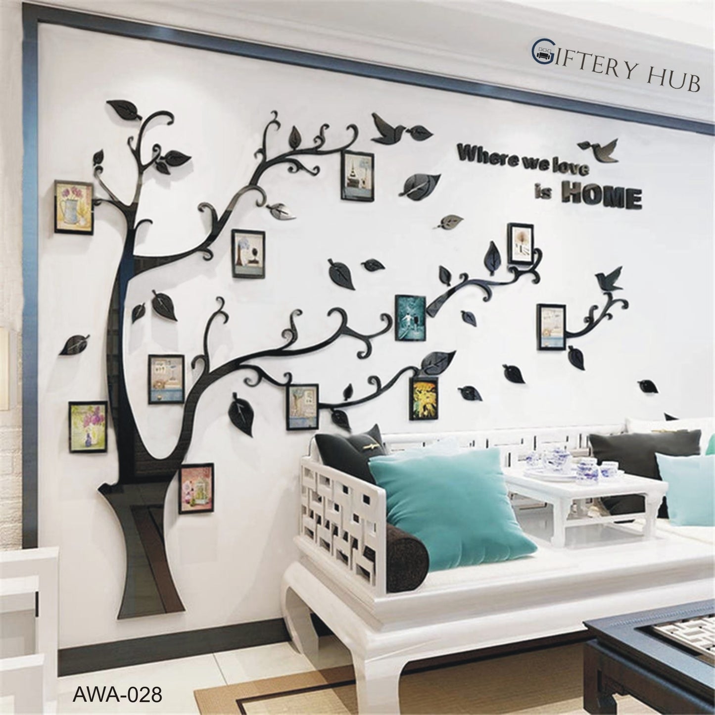 8Hubs Tree Wall Sticker with Famliy Picture Frames for home decoration - AWA-028