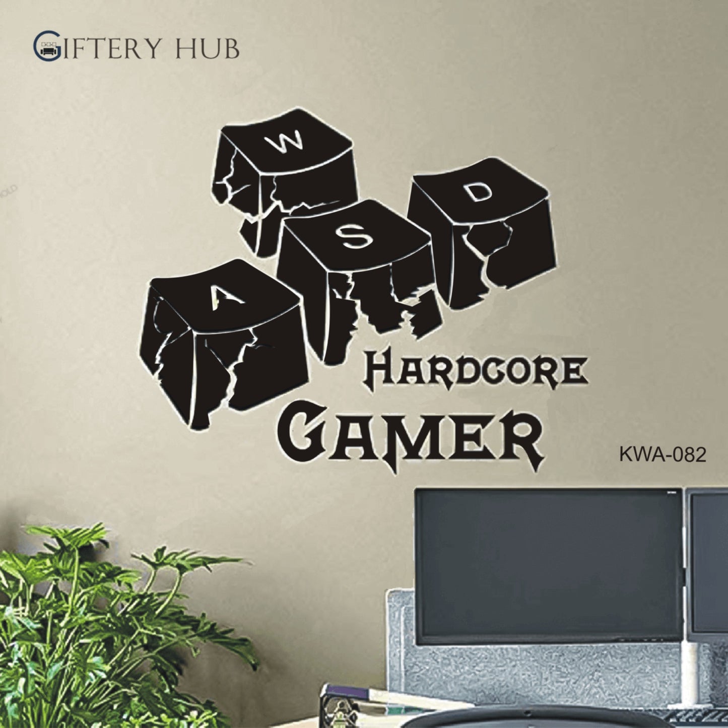 Hardcore Gamer Keyboard Keys Gamer for home and office decor - KWA-082