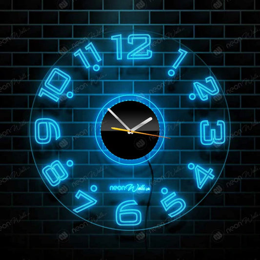 ACRYLIC MODERN NEON WALL CLOCK WITH NEON LED BACKLIGHT - NLA-089