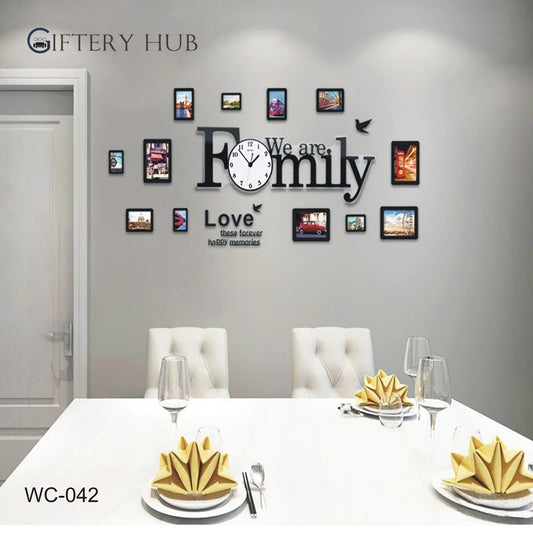 WE ARE FAMILY CLOCK WITH FRAMES FOR HOME - WC-042
