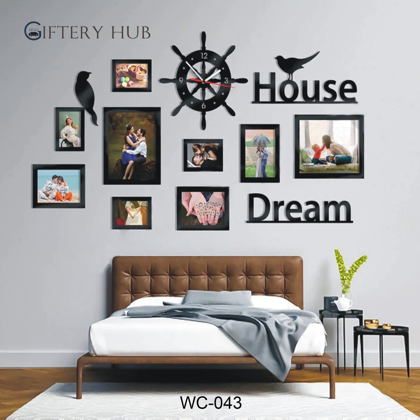 DREAM HOUSE PHOTO FRAMES CLOCK-DIY FOR HOME - WC-043
