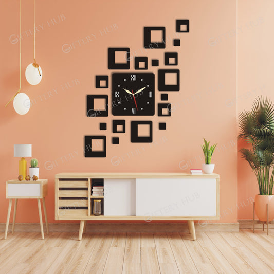 Boxes 3d Wooden Wall Clock for Home and Office - WC - 151