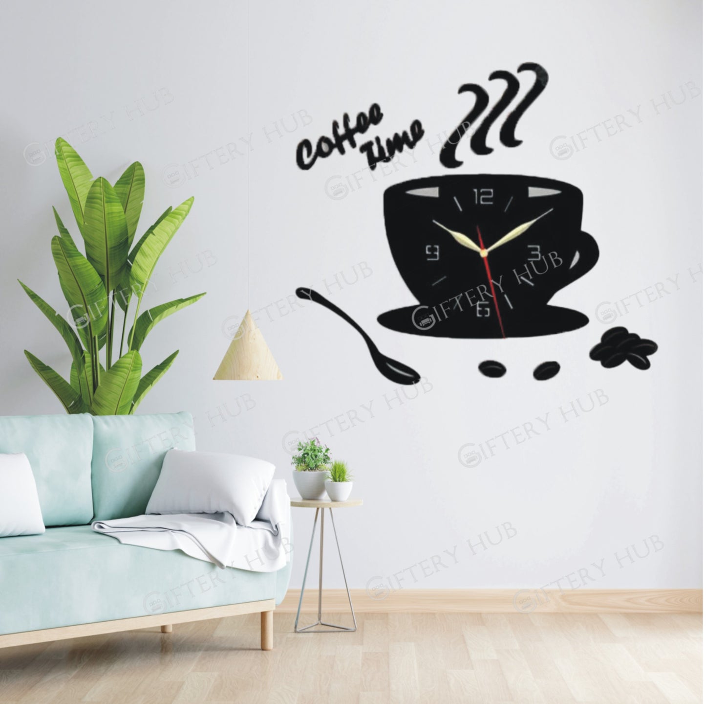 Coffee Time Kitchen Special 3D Silent Wooden Wall Clock - WC-048