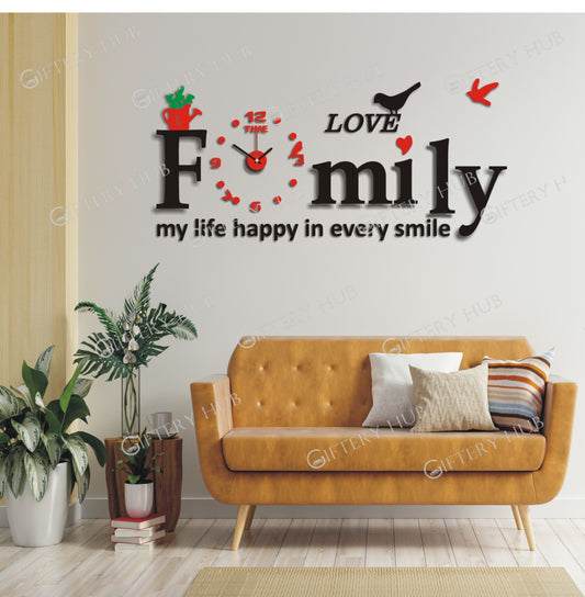 Family with 3d Clock For Home - AWA - 133